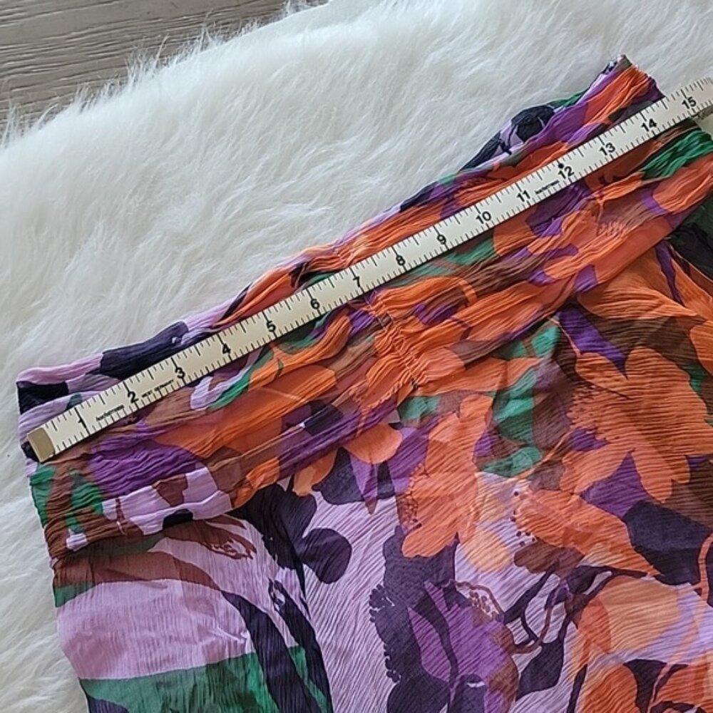 BCBGMAXAZARIA 100% Silk Orange Purple Handkerchief Hem Boho Flowy Party Skirt 6 - Picture 7 of 9